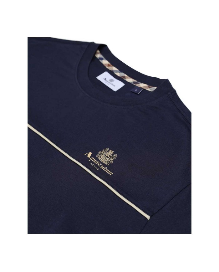 AQUASCUTUM PIPING LOGO T-SHIRT NAVY AA-005-TS001 225