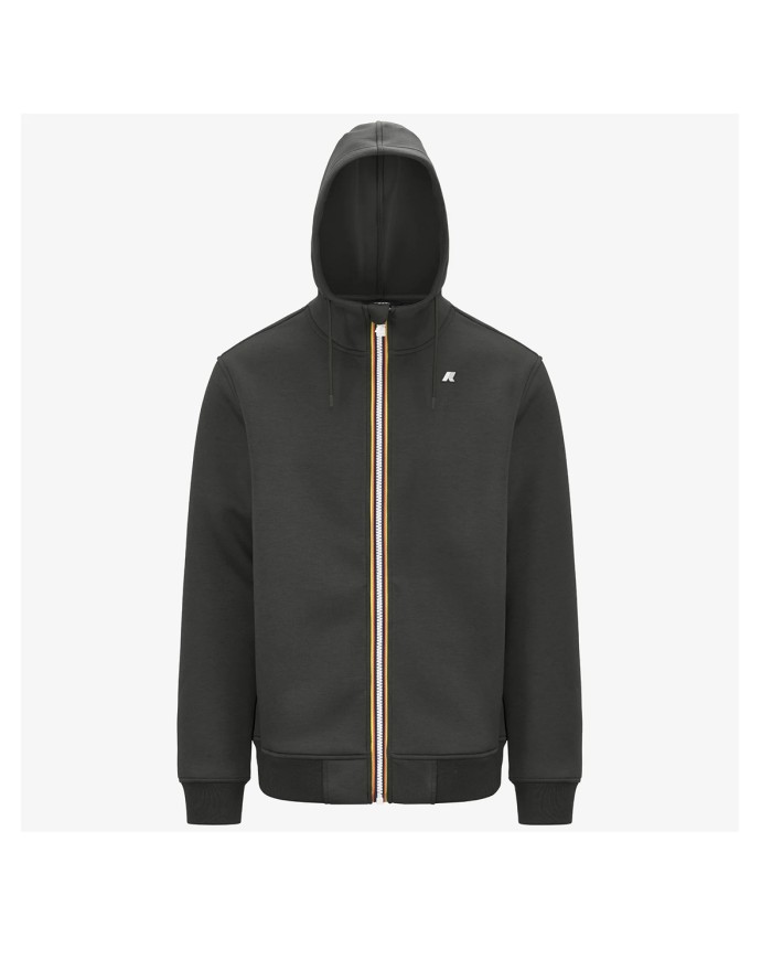 K-WAY GIACCA UOMO RAINER SPACER  FELPATA CON CAPPUCCIO  GREEN BLACKISH K2141DW CO