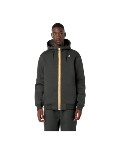 K-WAY GIACCA UOMO RAINER SPACER  FELPATA CON CAPPUCCIO  GREEN BLACKISH K2141DW CO