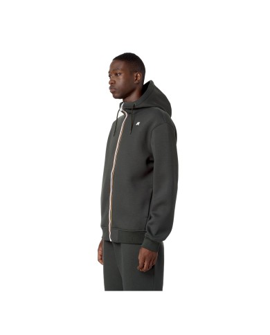 K-WAY GIACCA UOMO RAINER SPACER  FELPATA CON CAPPUCCIO  GREEN BLACKISH K2141DW CO