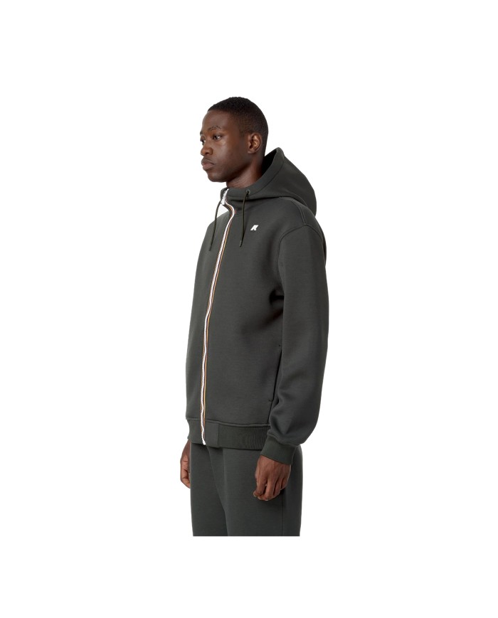 K-WAY GIACCA UOMO RAINER SPACER  FELPATA CON CAPPUCCIO  GREEN BLACKISH K2141DW CO
