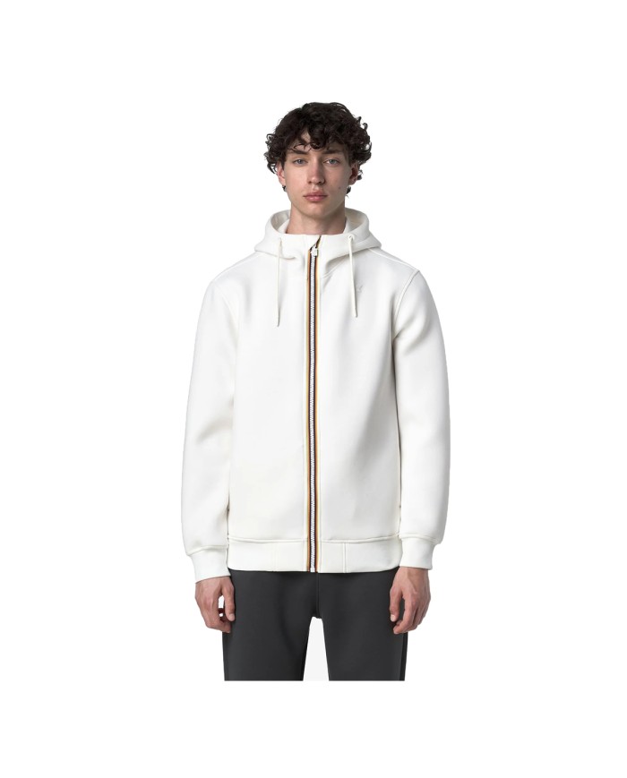 K-WAY GIACCA UOMO RAINER SPACER  FELPATA CON CAPPUCCIO WHITE GARDENIA K2141DW CO