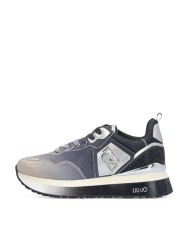LIU-JO CALZATURE SCARPA DONNA SNEAKERS PLATFORM CON DETTAGLI PYTHON STRASS SATIN BLACK WHITE BF5009 225
