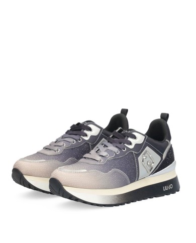 LIU-JO CALZATURE SCARPA DONNA SNEAKERS PLATFORM CON DETTAGLI PYTHON STRASS SATIN BLACK WHITE BF5009 225