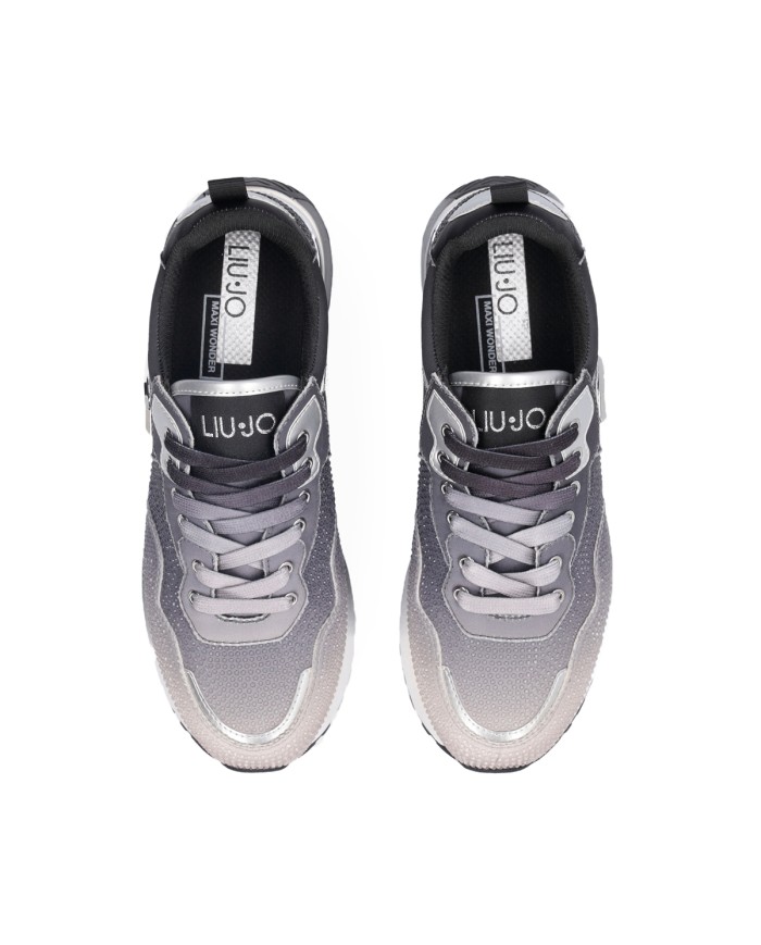 LIU-JO CALZATURE SCARPA DONNA SNEAKERS PLATFORM CON DETTAGLI PYTHON STRASS SATIN BLACK WHITE BF5009 225