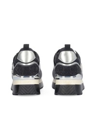 LIU-JO CALZATURE SCARPA DONNA SNEAKERS PLATFORM CON DETTAGLI PYTHON STRASS SATIN BLACK WHITE BF5009 225