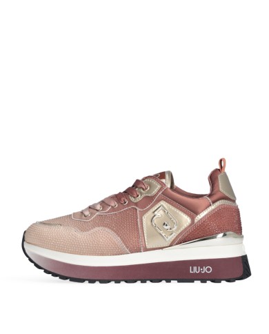 LIU-JO CALZATURE SCARPA DONNA SNEAKERS PLATFORM CON DETTAGLI PYTHON STRASS SATIN GINGER BREAD MILK BF5009 225