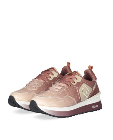 LIU-JO CALZATURE SCARPA DONNA SNEAKERS PLATFORM CON DETTAGLI PYTHON STRASS SATIN GINGER BREAD MILK BF5009 225