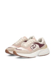 LIU-JO CALZATURE SCARPA DONNA SNEAKERS IN SUEDE E NYLON ROPE MILK CREMISI BF5017 225