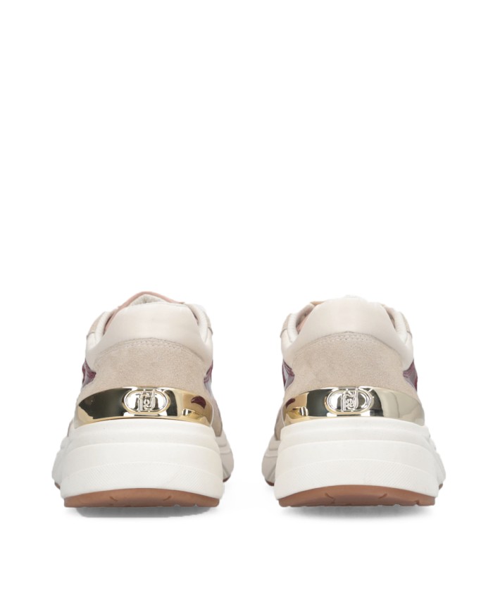 LIU-JO CALZATURE SCARPA DONNA SNEAKERS IN SUEDE E NYLON ROPE MILK CREMISI BF5017 225