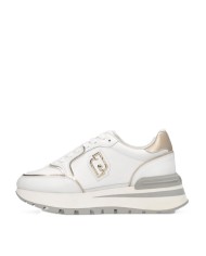 LIU-JO CALZATURE SCARPA DONNA SNEAKERS CALF LEATHER IN SUEDE E MESH METAL WHITE LIGHT GOLD BF5049 225