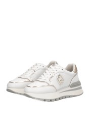 LIU-JO CALZATURE SCARPA DONNA SNEAKERS CALF LEATHER IN SUEDE E MESH METAL WHITE LIGHT GOLD BF5049 225