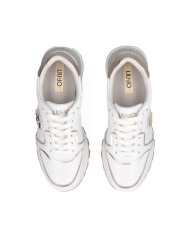 LIU-JO CALZATURE SCARPA DONNA SNEAKERS CALF LEATHER IN SUEDE E MESH METAL WHITE LIGHT GOLD BF5049 225