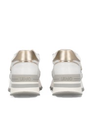 LIU-JO CALZATURE SCARPA DONNA SNEAKERS CALF LEATHER IN SUEDE E MESH METAL WHITE LIGHT GOLD BF5049 225