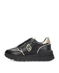 LIU-JO CALZATURE SCARPA DONNA SNEAKERS COW SUEDE E MESH METAL BLACK LIGHT GOLD BF5049 225