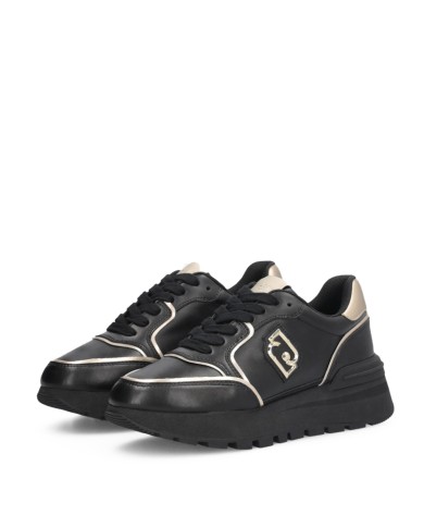 LIU-JO CALZATURE SCARPA DONNA SNEAKERS COW SUEDE E MESH METAL BLACK LIGHT GOLD BF5049 225