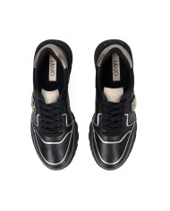 LIU-JO CALZATURE SCARPA DONNA SNEAKERS COW SUEDE E MESH METAL BLACK LIGHT GOLD BF5049 225