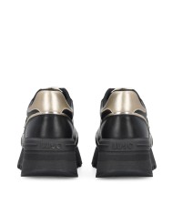 LIU-JO CALZATURE SCARPA DONNA SNEAKERS COW SUEDE E MESH METAL BLACK LIGHT GOLD BF5049 225