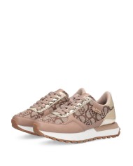 LIU-JO CALZATURE SCARPA DONNA SNEAKERS SPREADING MONOGRAM JACQUARD SADDLE GOLD BF5057 225