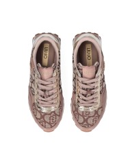 LIU-JO CALZATURE SCARPA DONNA SNEAKERS SPREADING MONOGRAM JACQUARD SADDLE GOLD BF5057 225