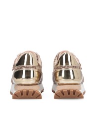 LIU-JO CALZATURE SCARPA DONNA SNEAKERS SPREADING MONOGRAM JACQUARD SADDLE GOLD BF5057 225