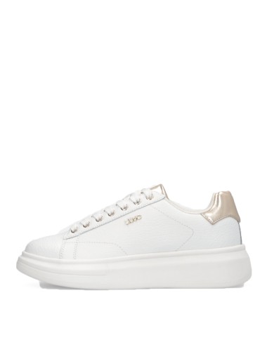 LIU-JO CALZATURE SCARPA DONNA SNEAKERS TUMBLED LEATHER META WHITE LIGHT GOLD BF5059 225