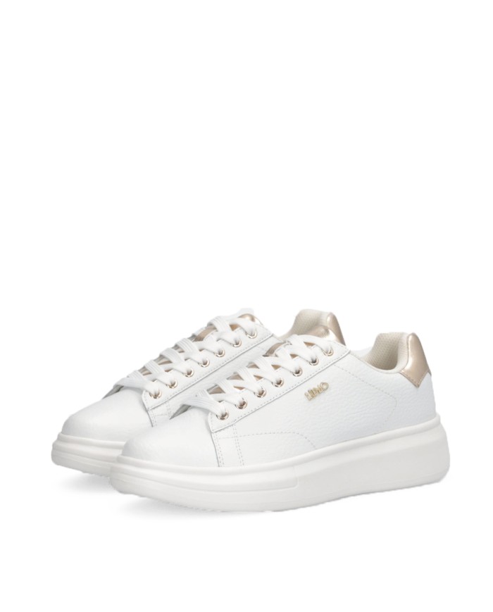 LIU-JO CALZATURE SCARPA DONNA SNEAKERS TUMBLED LEATHER META WHITE LIGHT GOLD BF5059 225