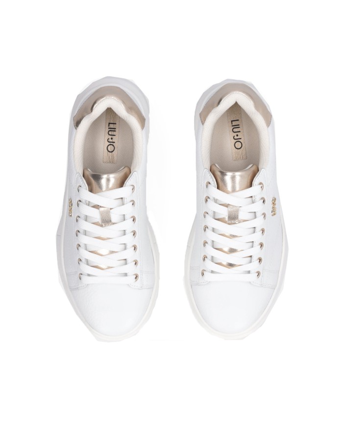 LIU-JO CALZATURE SCARPA DONNA SNEAKERS TUMBLED LEATHER META WHITE LIGHT GOLD BF5059 225