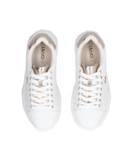 LIU-JO CALZATURE SCARPA DONNA SNEAKERS TUMBLED LEATHER META WHITE LIGHT GOLD BF5059 225