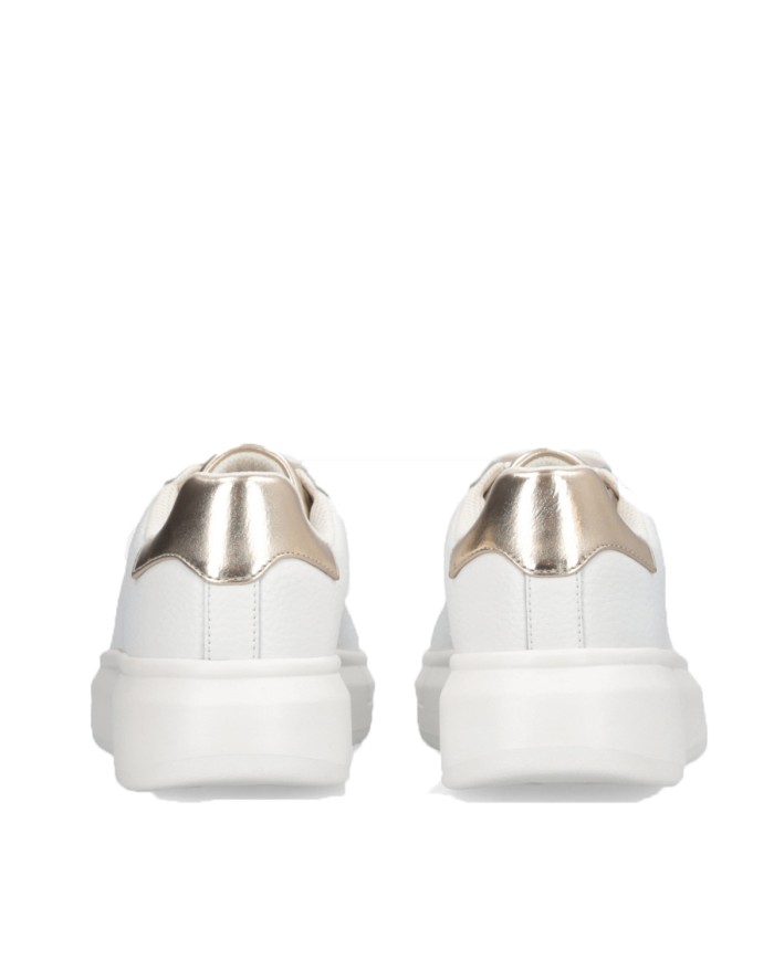 LIU-JO CALZATURE SCARPA DONNA SNEAKERS TUMBLED LEATHER META WHITE LIGHT GOLD BF5059 225