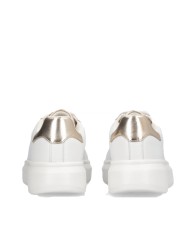 LIU-JO CALZATURE SCARPA DONNA SNEAKERS TUMBLED LEATHER META WHITE LIGHT GOLD BF5059 225