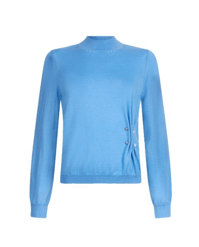 LIU-JO DONNA MAGLIA CHIUSA MANICHE LUNGHE SUGAR BLUE CF5041 225