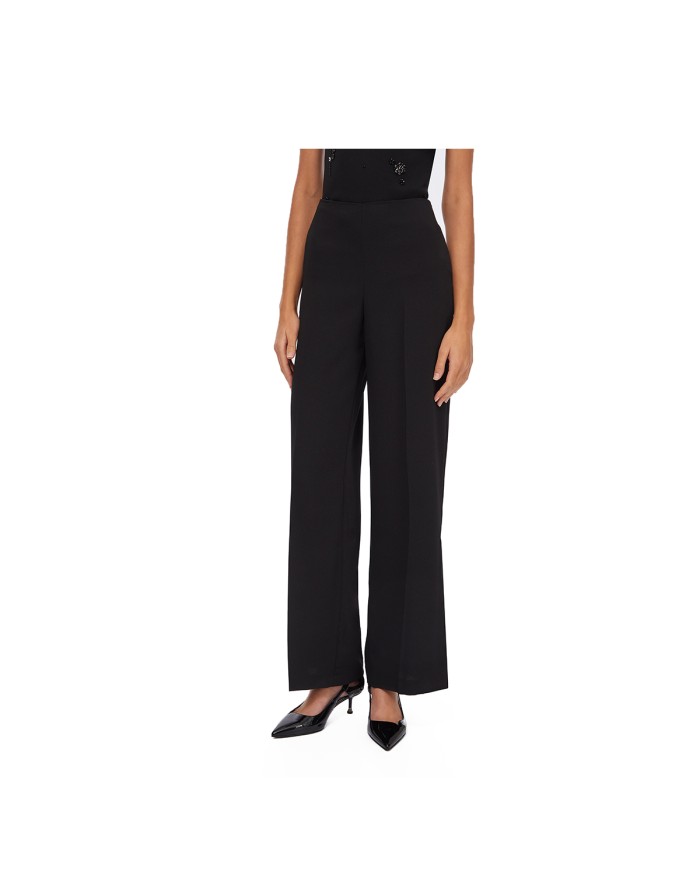 LIU-JO DONNA PANTALONI A PALAZZO EVER SATIN NERO CF5126 225