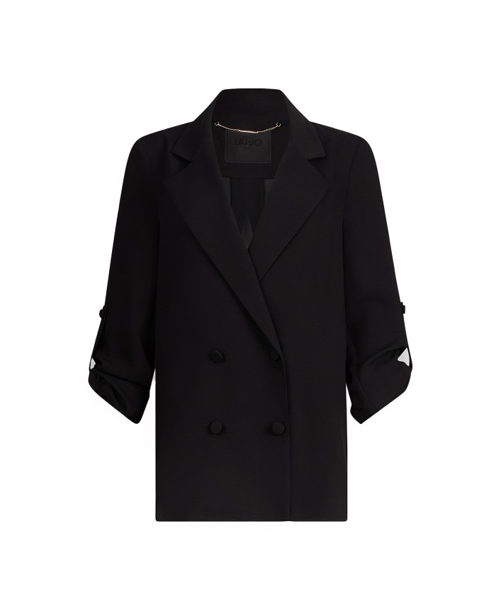 LIU-JO DONNA GIACCA BLAZER EVER SATIN DESTRUTTURATO NERO CF5127 225