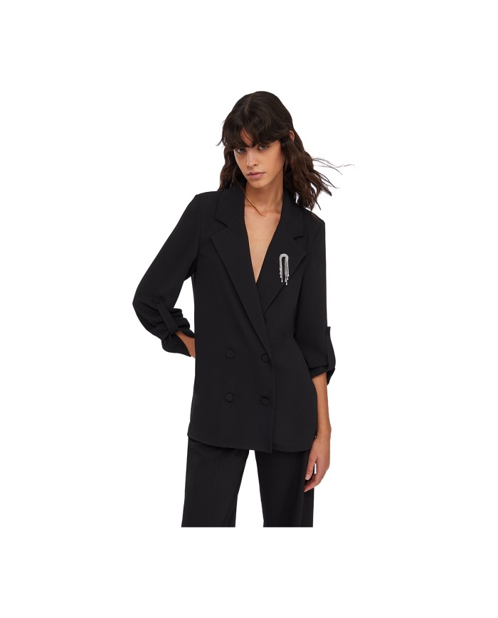 LIU-JO DONNA GIACCA BLAZER EVER SATIN DESTRUTTURATO NERO CF5127 225