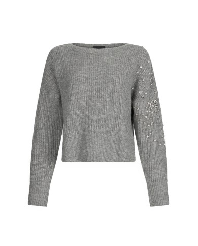 LIU-JO MAGLIONE DONNA CHIUSA CON STRASS GREY MELANGE CF5150 225