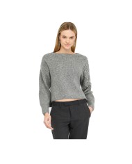 LIU-JO MAGLIONE DONNA CHIUSA CON STRASS GREY MELANGE CF5150 225