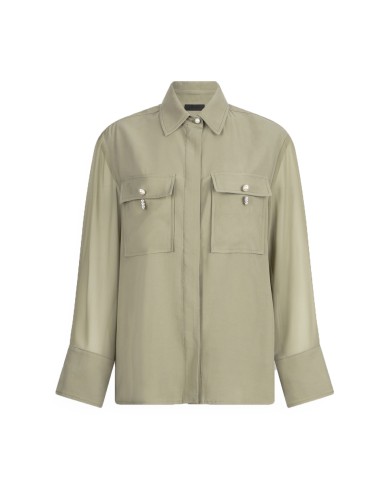 LIU-JO CAMICIA DONNA SHIRT JACKET OVER SHIRT IN GABARDINA ASPARAGO CF5221 225
