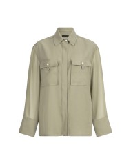 LIU-JO CAMICIA DONNA SHIRT JACKET OVER SHIRT IN GABARDINA ASPARAGO CF5221 225