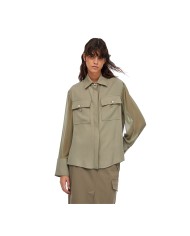 LIU-JO CAMICIA DONNA SHIRT JACKET OVER SHIRT IN GABARDINA ASPARAGO CF5221 225