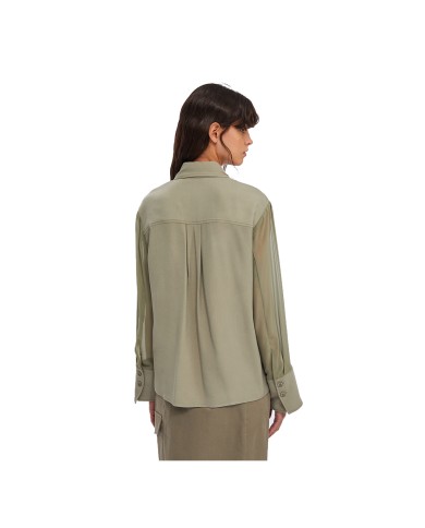 LIU-JO CAMICIA DONNA SHIRT JACKET OVER SHIRT IN GABARDINA ASPARAGO CF5221 225