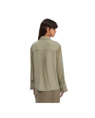 LIU-JO CAMICIA DONNA SHIRT JACKET OVER SHIRT IN GABARDINA ASPARAGO CF5221 225