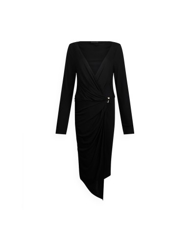 LIU-JO DONNA ABITO CON ACCESSORIO DRAPPEGGIATO NERO CF5365 225
