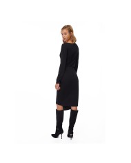 LIU-JO DONNA ABITO CON ACCESSORIO DRAPPEGGIATO NERO CF5365 225