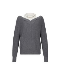 LIU-JO MAGLIONE DONNA CON RICAMO GIOIELLO GRIGIO MF5126 225