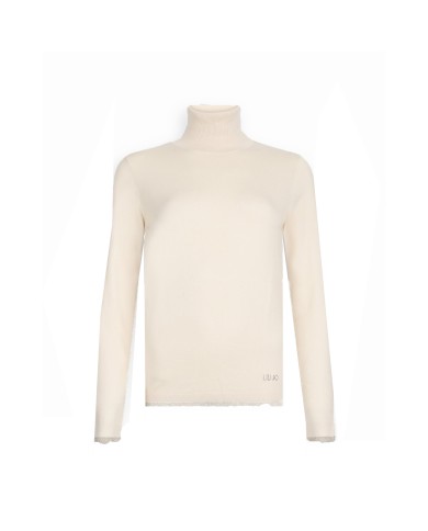 LIU-JO MAGLIA DONNA DOLCEVITA CON DETTAGLI IN LUREX NATURALE MF5229 225