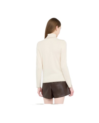 LIU-JO MAGLIA DONNA DOLCEVITA CON DETTAGLI IN LUREX NATURALE MF5229 225