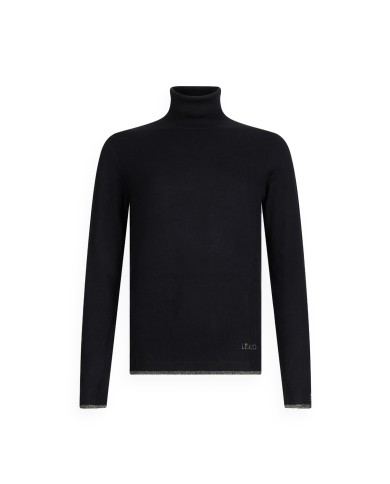 LIU-JO MAGLIA DONNA DOLCEVITA CON DETTAGLI IN LUREX NERO MF5229 225
