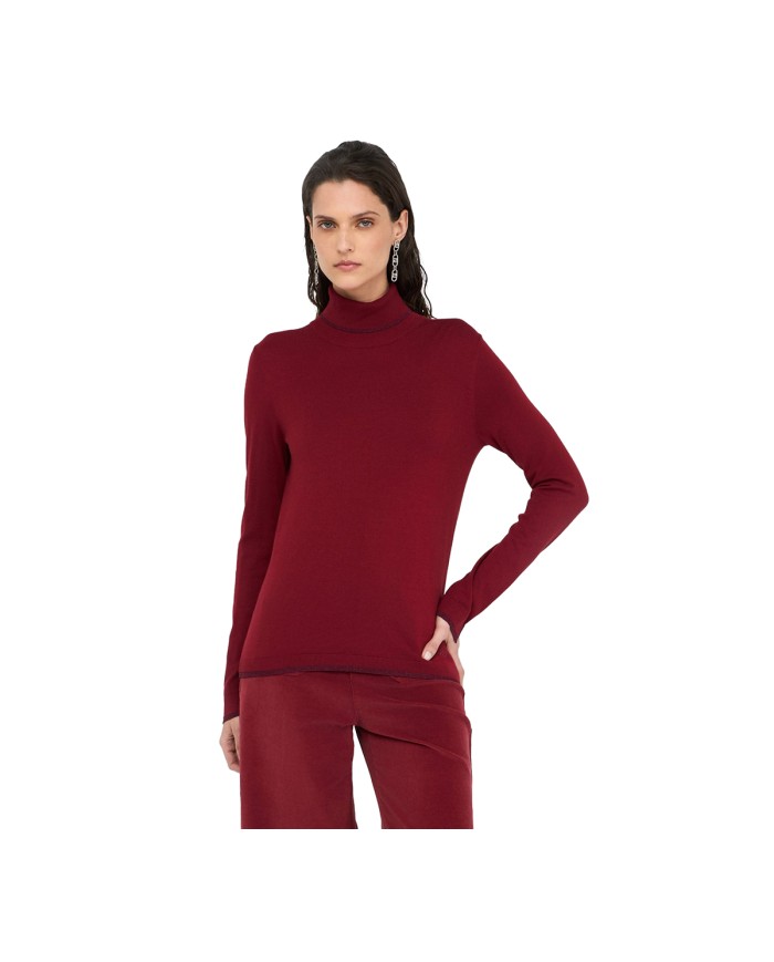 LIU-JO MAGLIA DONNA DOLCEVITA CON DETTAGLI IN LUREX PEPPER MF5229 225