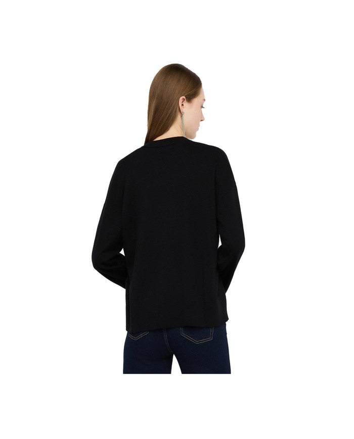 LIU-JO MAGLIA DONNA CHIUSA IN MISTO LANA NERO MF5375 225